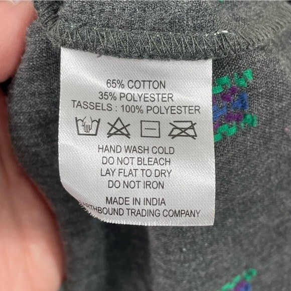 EARTHBOUND Off the Shoulder Tassel Blouse Top Boho Shirt Size LARGE - Picture 9 of 10